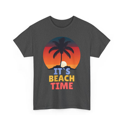 Unisex "It's Beach Time" Summer 2025 T-Shirt with Tropical Palm Design