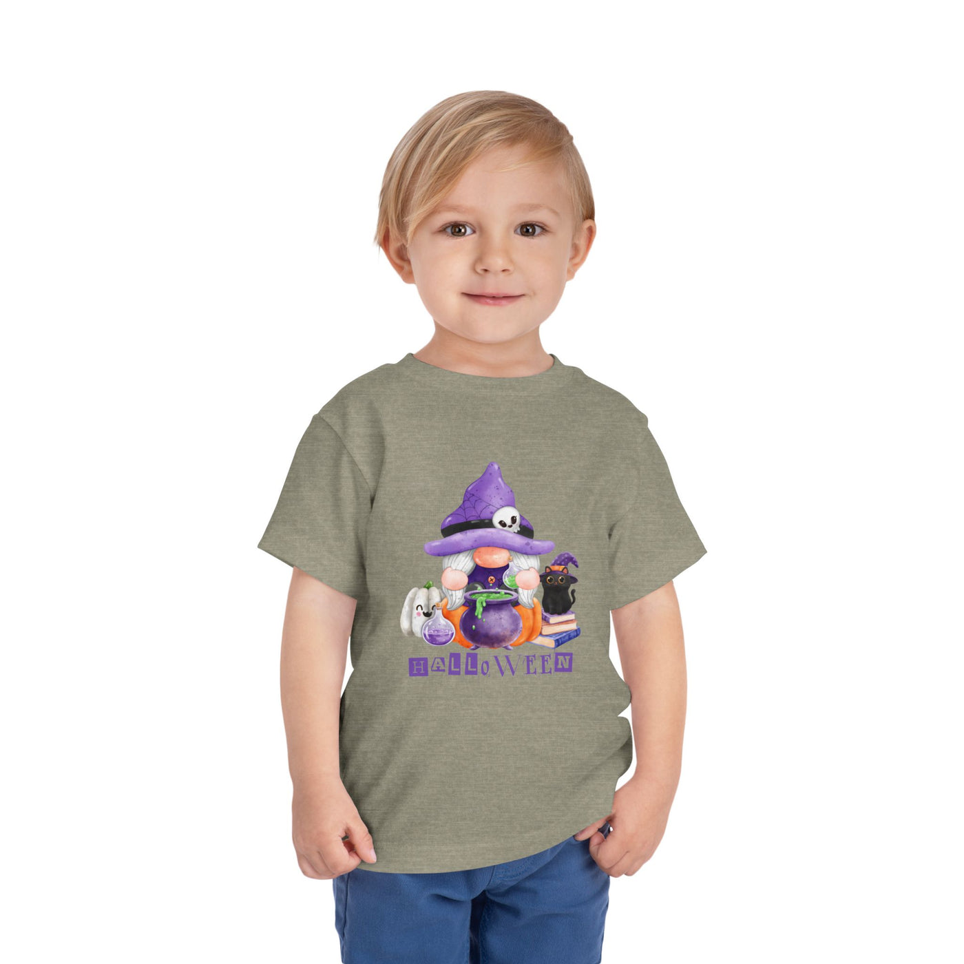 NOTALIFY Halloween Gnome Toddler TEE 1| Cute Fall Tee with Pumpkin | Soft Cotton Short Sleeve | Spooky Autumn Outfit for Kids
