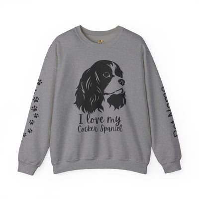 Cocker Spaniel Sweatshirt, Pet's Name Personalized Gift Idea, Cocker Spaniel Dog Owner Apparel, Custom Dog Paw Print Jumper, Comfy Crewneck - NOTALIFY