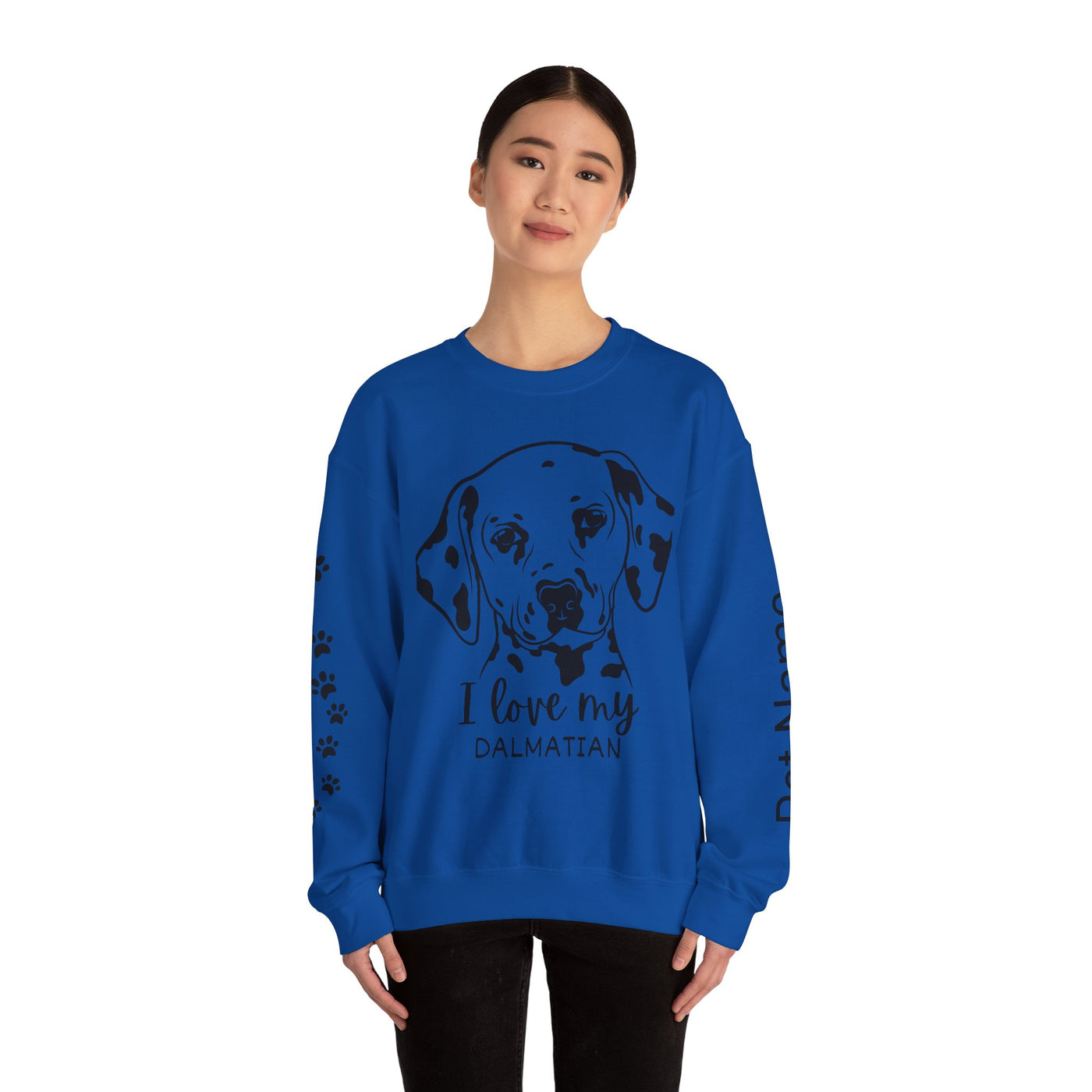 Damatian Dog Lover Sweatshirt, Pet's Name Personalized Gift Idea, Frenchie Dog Owner Apparel, Custom Dog Paw Print Jumper, Comfy Crewneck