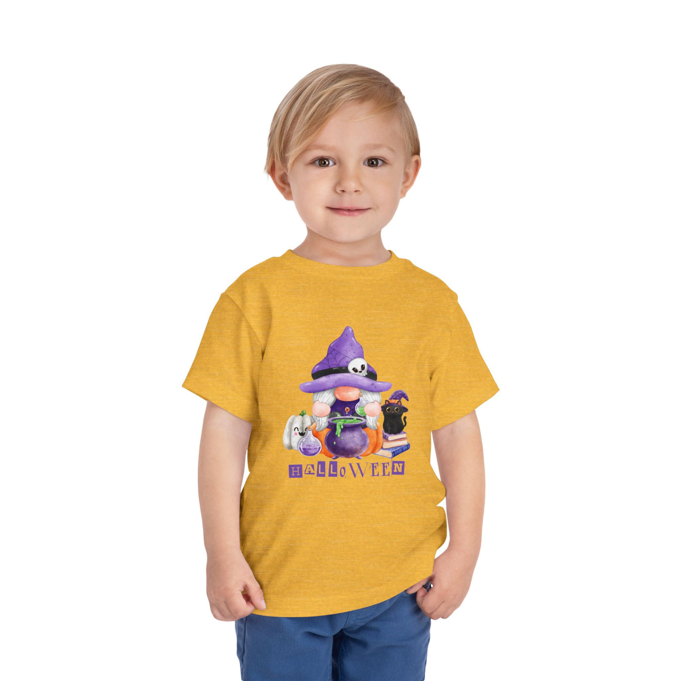 NOTALIFY Halloween Gnome Toddler TEE 1| Cute Fall Tee with Pumpkin | Soft Cotton Short Sleeve | Spooky Autumn Outfit for Kids