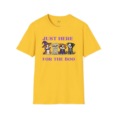 NOTALIFY Just Here for the Boo Dog Halloween TEE | Cute Puppy Costume | Soft Cotton | Fun Fall Outfit for Kids & Adults