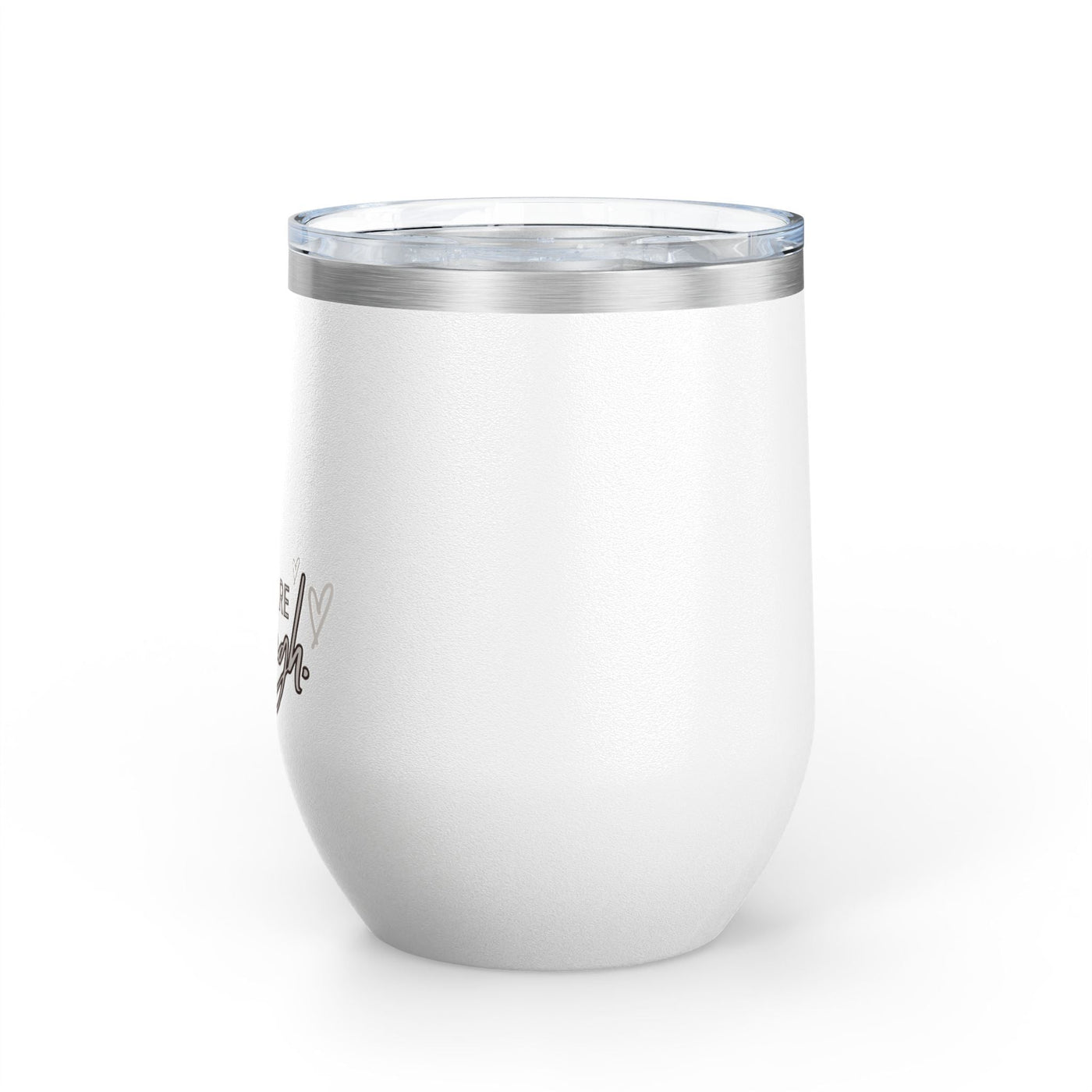 Positive Affirmation Wine Tumbler, stainless steel, insulated, 12oz capacity, perfect for hot or cold drinks.