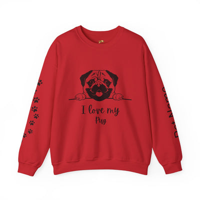 Pug Dog Lover Sweatshirt, Pet's Name Personalized Gift Idea, Pug Dog Owner Apparel, Custom Dog Paw Print Jumper, Comfy Crewneck - NOTALIFY