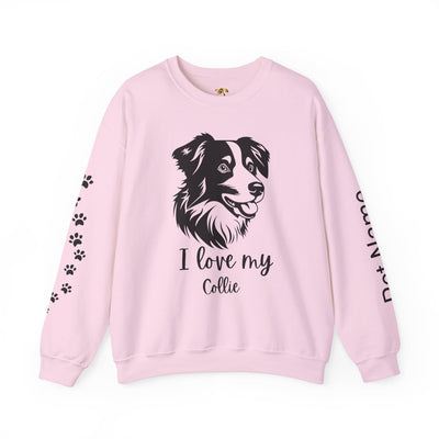 Collie Lover Sweatshirt, Pet's Name Personalized Gift Idea, Collie Dog Owner Apparel, Custom Dog Paw Print Jumper, Comfy Crewneck - NOTALIFY