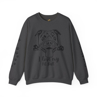 Pit Bull Lover Sweatshirt, Pet's Name Personalized Gift Idea, Pit Bull Dog Owner Apparel, Custom Dog Paw Print Jumper, Comfy Crewneck - NOTALIFY