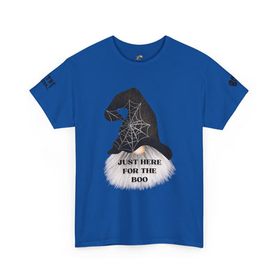 NOTALIFY Halloween Just Here for the Boo Graphic Tee, Spooky T-Shirt, Fun Fall Apparel, Unisex Halloween Tee, Gnome & Bats