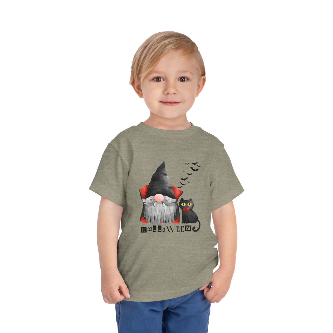 NOTALIFY Boo Halloween Gnome-CAT Toddler T-Shirt | Cute Fall Tee with Candy Bucket | Soft Cotton Short Sleeve | Spooky Outfit