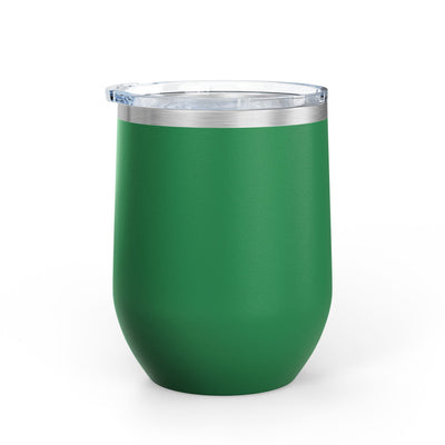 Positive Affirmation Wine Tumbler, 12oz stainless steel insulated cup with leak-proof lid, green finish.
