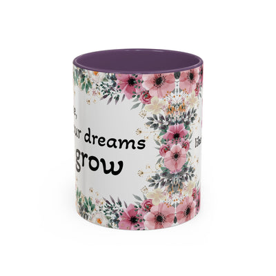 Inspirational quote mug with wildflower design, perfect gift for garden lovers.