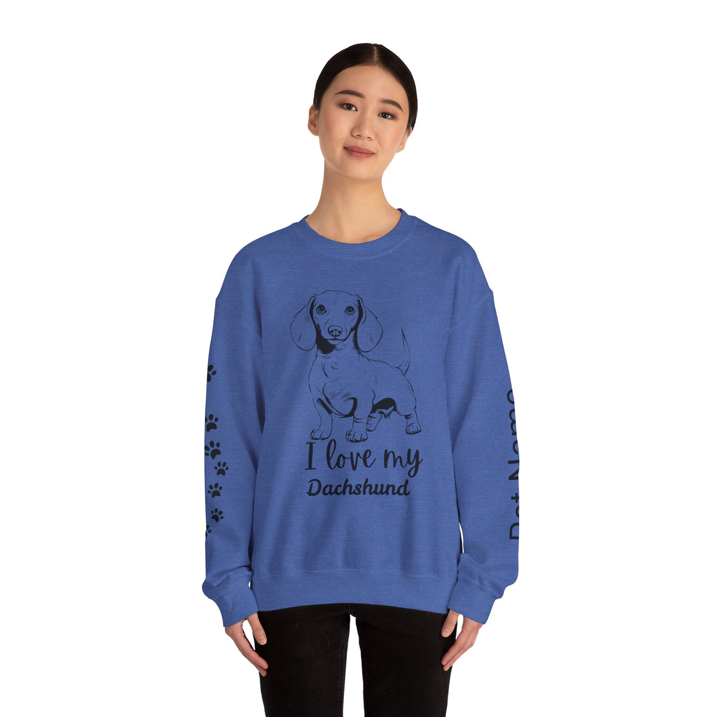 Dachshund Dog Lover Sweatshirt, Pet's Name Personalized Gift Idea, Dachshund Dog Owner Apparel, Custom Dog Paw Print Jumper, Comfy Crewneck - NOTALIFY