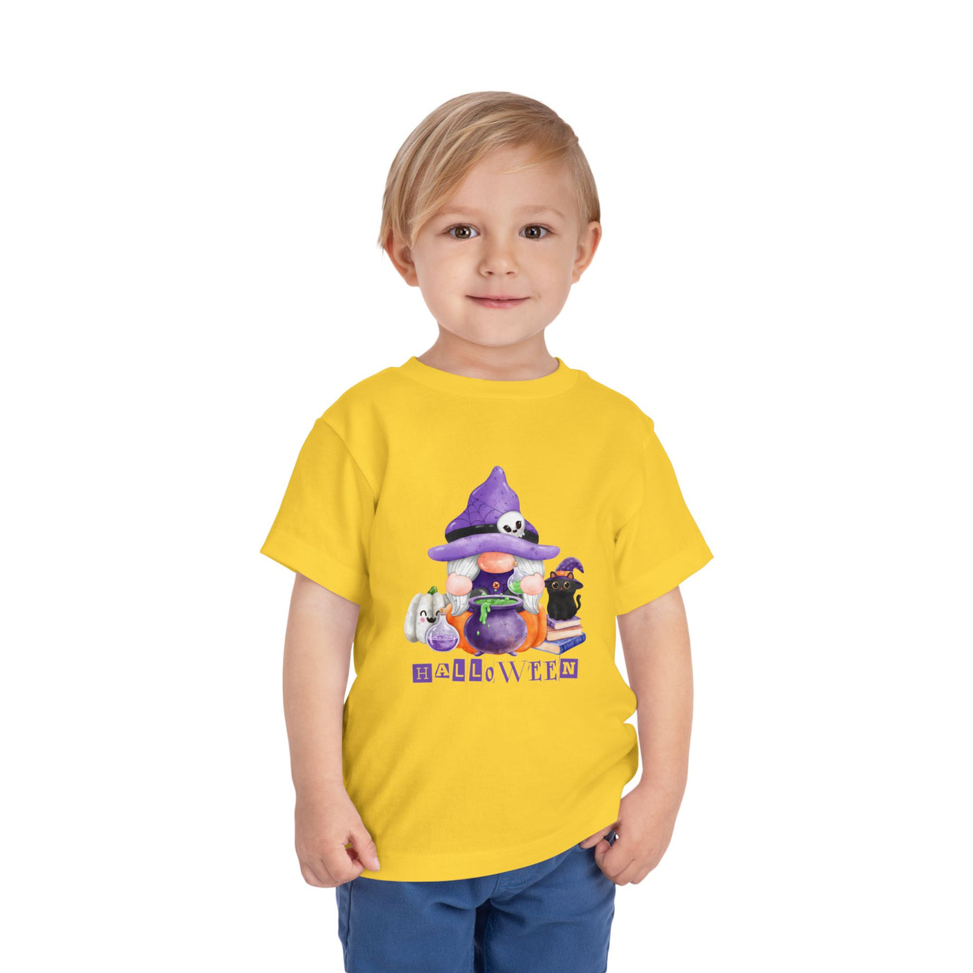 NOTALIFY Halloween Gnome Toddler TEE 1| Cute Fall Tee with Pumpkin | Soft Cotton Short Sleeve | Spooky Autumn Outfit for Kids