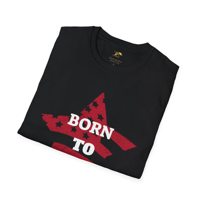 Born to Sparkle Patriotic T-Shirt folded, featuring star design; perfect for July 4th celebrations.