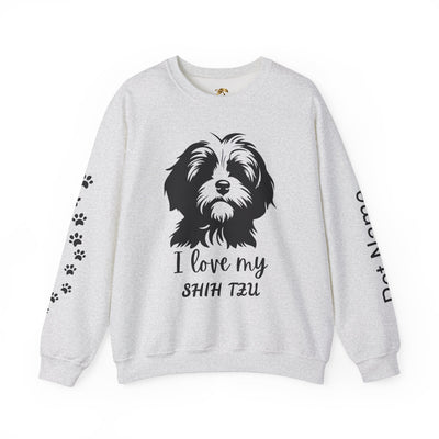 Shih Tzu Dog Lover Sweatshirt, Pet's Name Personalized Gift Idea, Frenchie Dog Owner Apparel, Custom Dog Paw Print Jumper, Comfy Crewneck