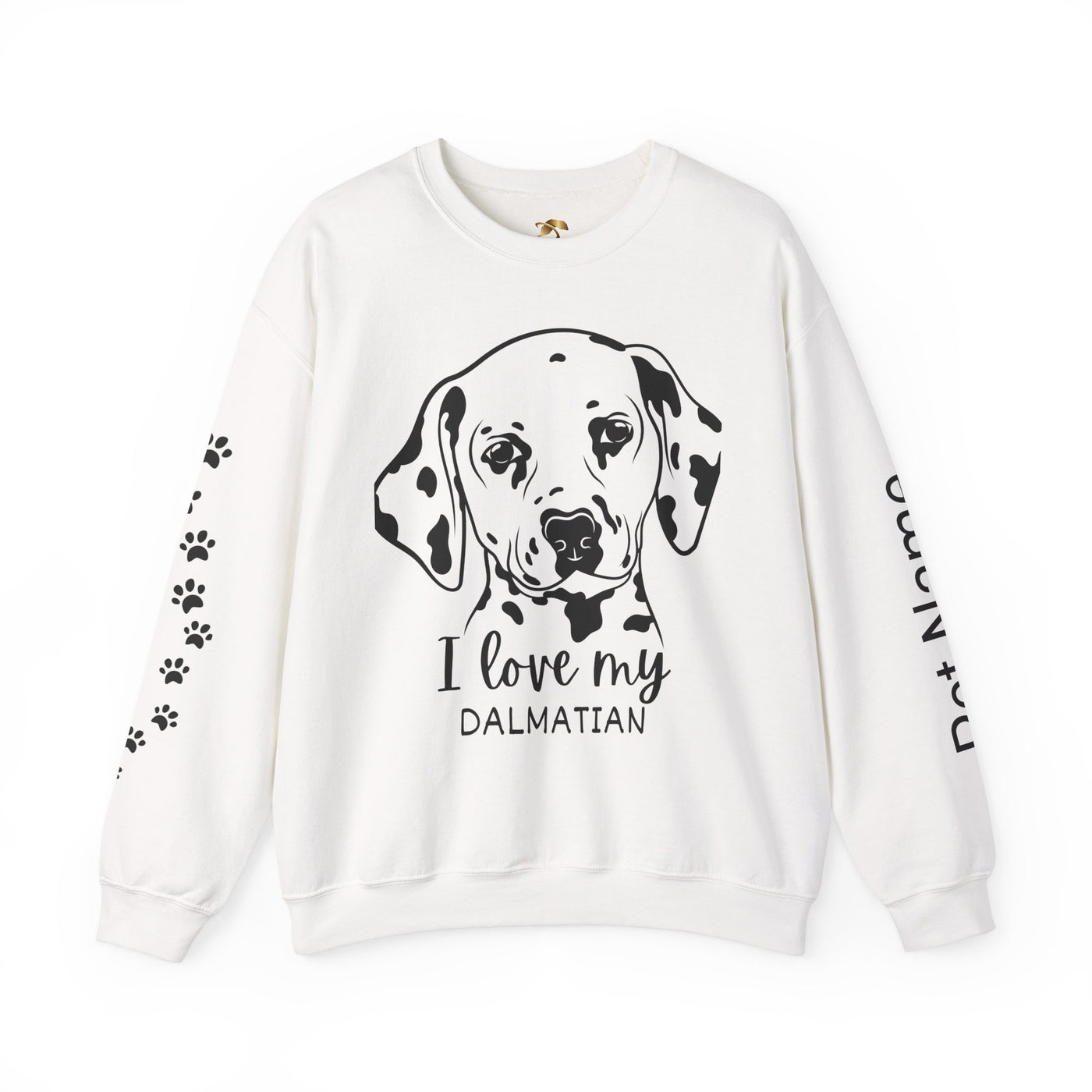 Damatian Dog Lover Sweatshirt, Pet's Name Personalized Gift Idea, Frenchie Dog Owner Apparel, Custom Dog Paw Print Jumper, Comfy Crewneck