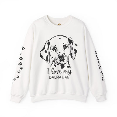 Damatian Dog Lover Sweatshirt, Pet's Name Personalized Gift Idea, Frenchie Dog Owner Apparel, Custom Dog Paw Print Jumper, Comfy Crewneck
