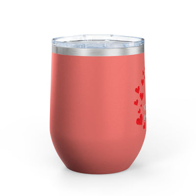 Positive Affirmation Wine Tumbler, 12oz stainless steel insulated cup with heart design.