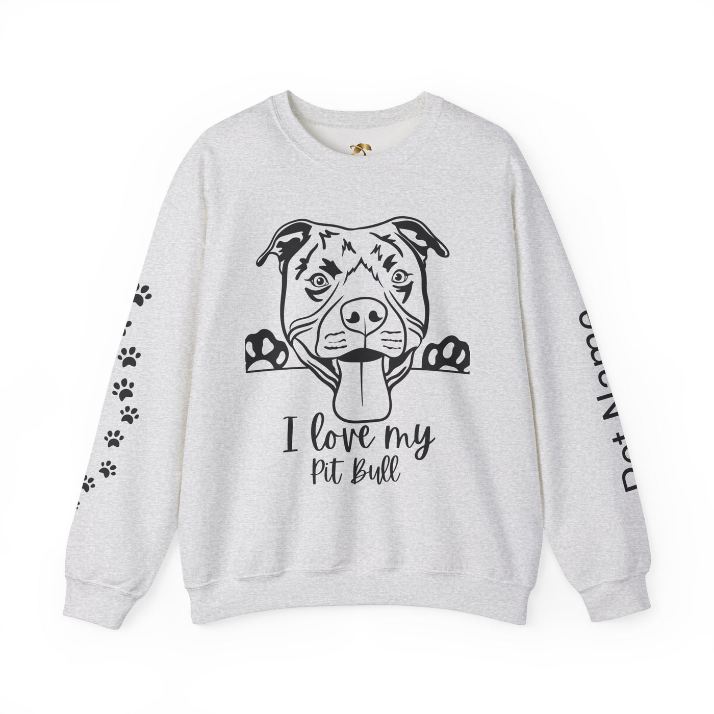 Pit Bull Lover Sweatshirt, Pet's Name Personalized Gift Idea, Pit Bull Dog Owner Apparel, Custom Dog Paw Print Jumper, Comfy Crewneck - NOTALIFY