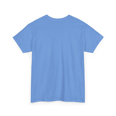 blue unisex 80's music lover t-shirt made of 100% cotton with classic fit and ribbed collar, view from back