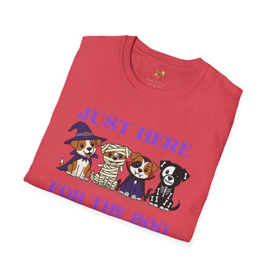NOTALIFY Just Here for the Boo Dog Halloween TEE | Cute Puppy Costume | Soft Cotton | Fun Fall Outfit for Kids & Adults