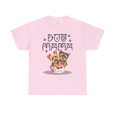 Dog Mama Unisex Tee with playful dog print design, perfect for dog lovers and pet parents.