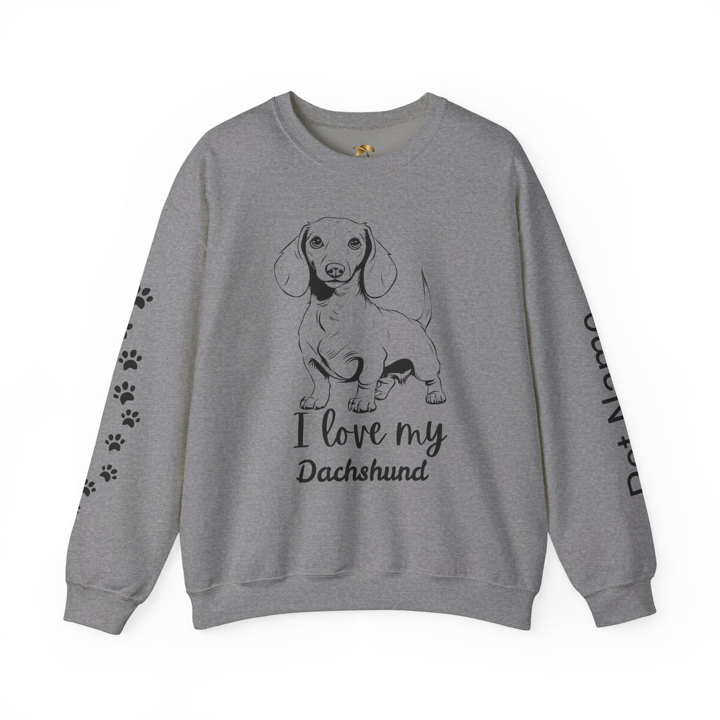Dachshund Dog Lover Sweatshirt, Pet's Name Personalized Gift Idea, Dachshund Dog Owner Apparel, Custom Dog Paw Print Jumper, Comfy Crewneck - NOTALIFY