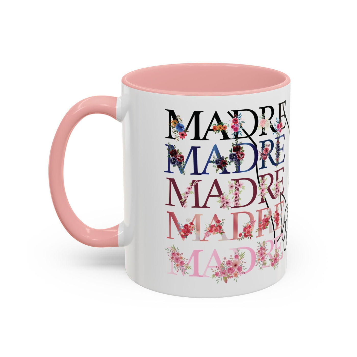 Mother's Day Mug, Accent Coffee Cup with Flowers and Names, Gift for M