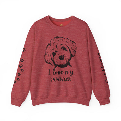 Poodle Dog Lover Sweatshirt, Pet's Name Personalized Gift Idea, Poodle Dog Owner Apparel, Custom Dog Paw Print Jumper, Comfy Crewneck - NOTALIFY