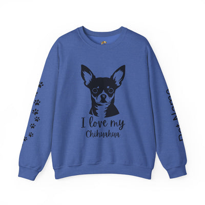Chihuahua Lover Sweatshirt, Pet's Name Personalized Gift Idea, Chihuahua Dog Owner Apparel, Custom Dog Paw Print Jumper, Comfy Crewneck - NOTALIFY