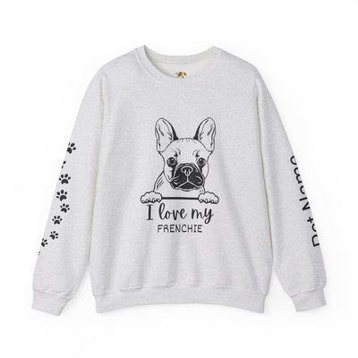 Frenchie Dog Lover Sweatshirt, Pet's Name Personalized Gift Idea, Frenchie Dog Owner Apparel, Custom Dog Paw Print Jumper, Comfy Crewneck