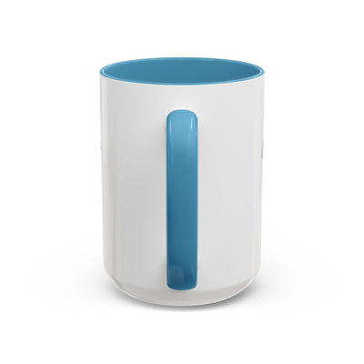 Inspirational Butterfly Coffee Mug with blue accent handle, white ceramic, glossy finish.