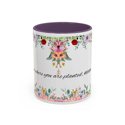 Mug, Inspirational Ceramic Cup w/ Flower Design, Bloom where you are p