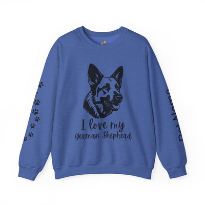 German Shepherd Lover Sweatshirt, Pet's Name Personalized, German Shepherd Dog Owner Apparel, Custom Dog Paw Print Jumper, Comfy Crewneck - NOTALIFY