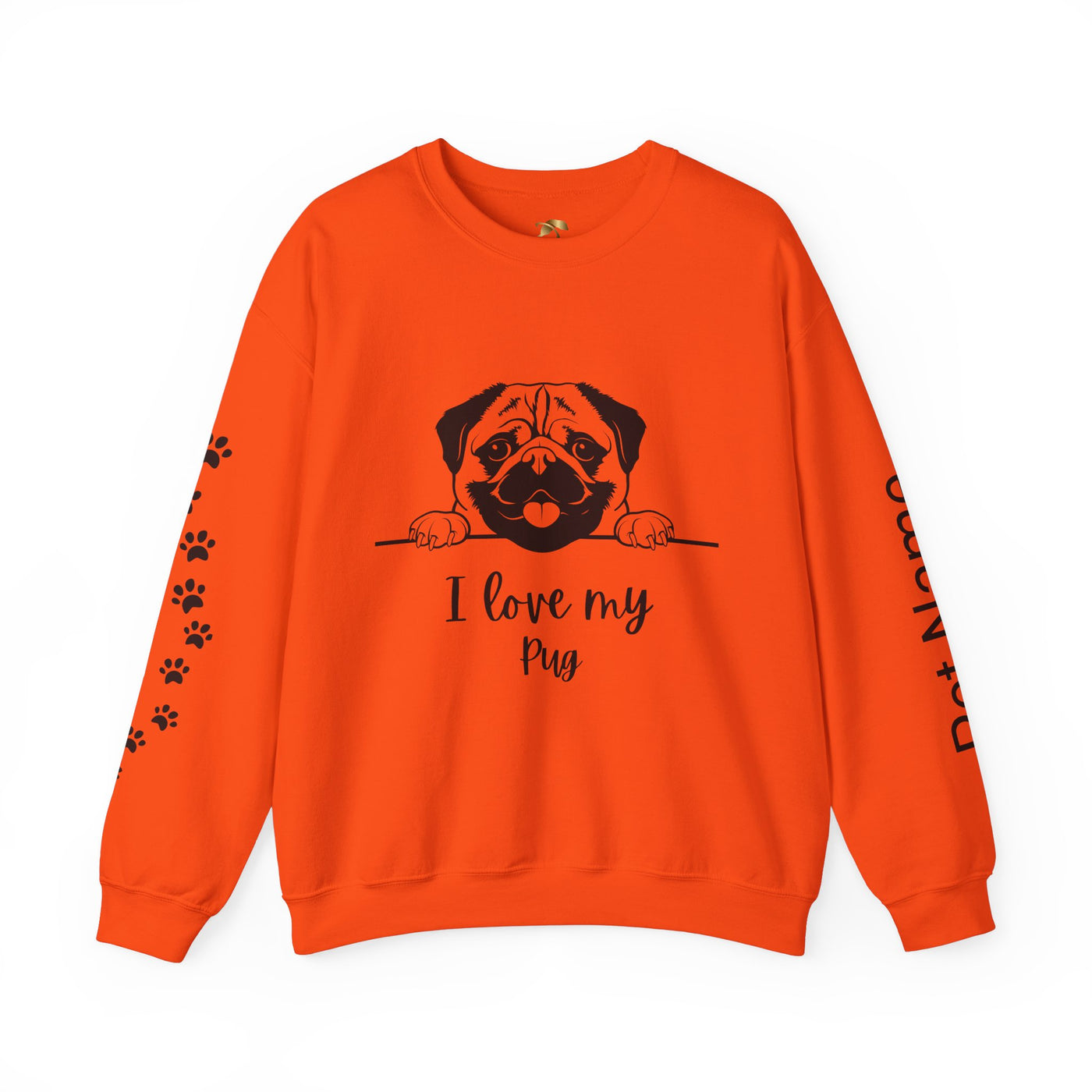 Pug Dog Lover Sweatshirt, Pet's Name Personalized Gift Idea, Pug Dog Owner Apparel, Custom Dog Paw Print Jumper, Comfy Crewneck - NOTALIFY