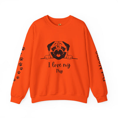 Pug Dog Lover Sweatshirt, Pet's Name Personalized Gift Idea, Pug Dog Owner Apparel, Custom Dog Paw Print Jumper, Comfy Crewneck - NOTALIFY