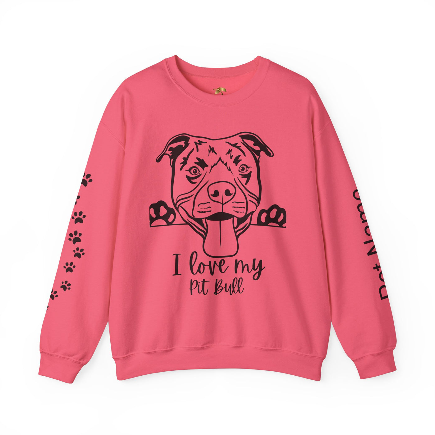 Pit Bull Lover Sweatshirt, Pet's Name Personalized Gift Idea, Pit Bull Dog Owner Apparel, Custom Dog Paw Print Jumper, Comfy Crewneck - NOTALIFY