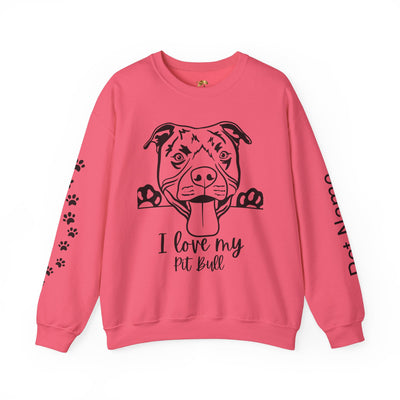 Pit Bull Lover Sweatshirt, Pet's Name Personalized Gift Idea, Pit Bull Dog Owner Apparel, Custom Dog Paw Print Jumper, Comfy Crewneck - NOTALIFY