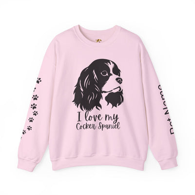 Cocker Spaniel Sweatshirt, Pet's Name Personalized Gift Idea, Cocker Spaniel Dog Owner Apparel, Custom Dog Paw Print Jumper, Comfy Crewneck - NOTALIFY