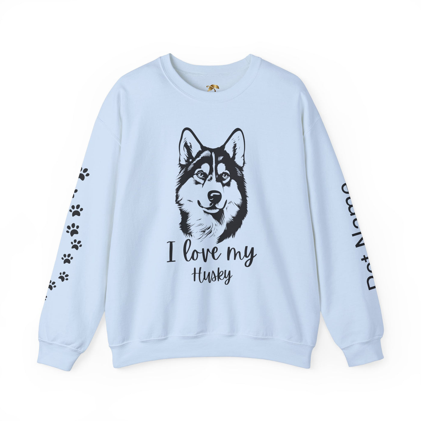 Husky Lover Sweatshirt, Pet's Name Personalized Gift Idea, Husky Dog Owner Apparel, Custom Dog Paw Print Jumper, Comfy Crewneck - NOTALIFY