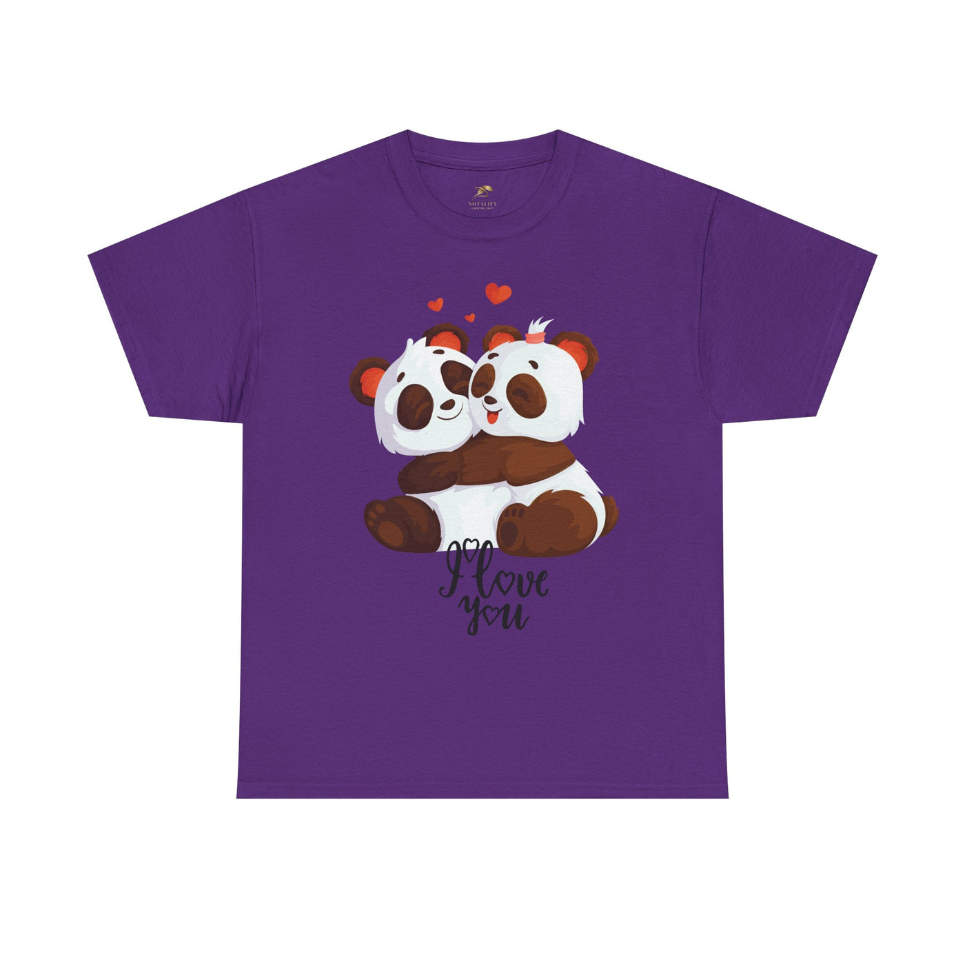 Romantic Panda Tee, Romantic Graphic T-shirt, two panda bears hugging each other with an I love you message - NOTALIFY