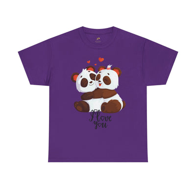 Romantic Panda Tee, Romantic Graphic T-shirt, two panda bears hugging each other with an I love you message - NOTALIFY