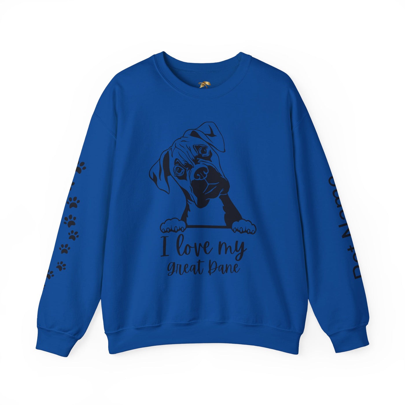 Great Dane Lover Sweatshirt, Pet's Name Personalized Gift Idea, Great Dane Dog Owner Apparel, Custom Dog Paw Print Jumper, Comfy Crewneck - NOTALIFY