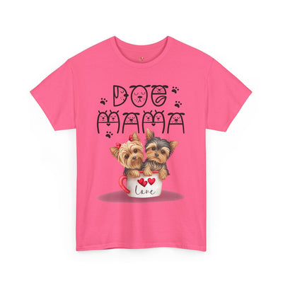 Dog Mama Unisex Tee with playful puppy design, perfect for dog lovers and pet parents.
