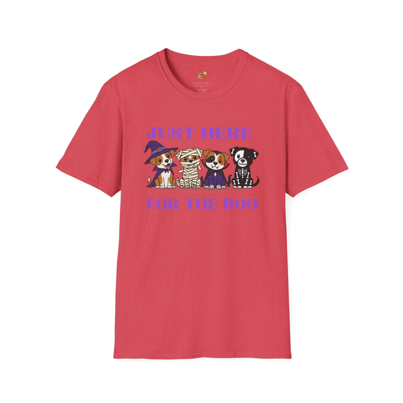 NOTALIFY Just Here for the Boo Dog Halloween TEE | Cute Puppy Costume | Soft Cotton | Fun Fall Outfit for Kids & Adults