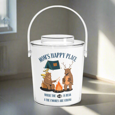 Camping Ice Bucket with Tongs, Mom's Happy Place Decor, Unique Gift fo