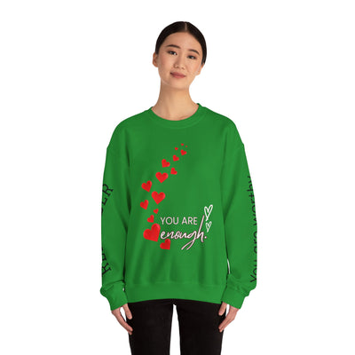 You are Enough Hearts Love Sweatshirt - Unisex Heavy Blend Crewneck, Gift for Him Her, Ultimate Comfort, Every Season, Unisex Sweatshirt - NOTALIFY