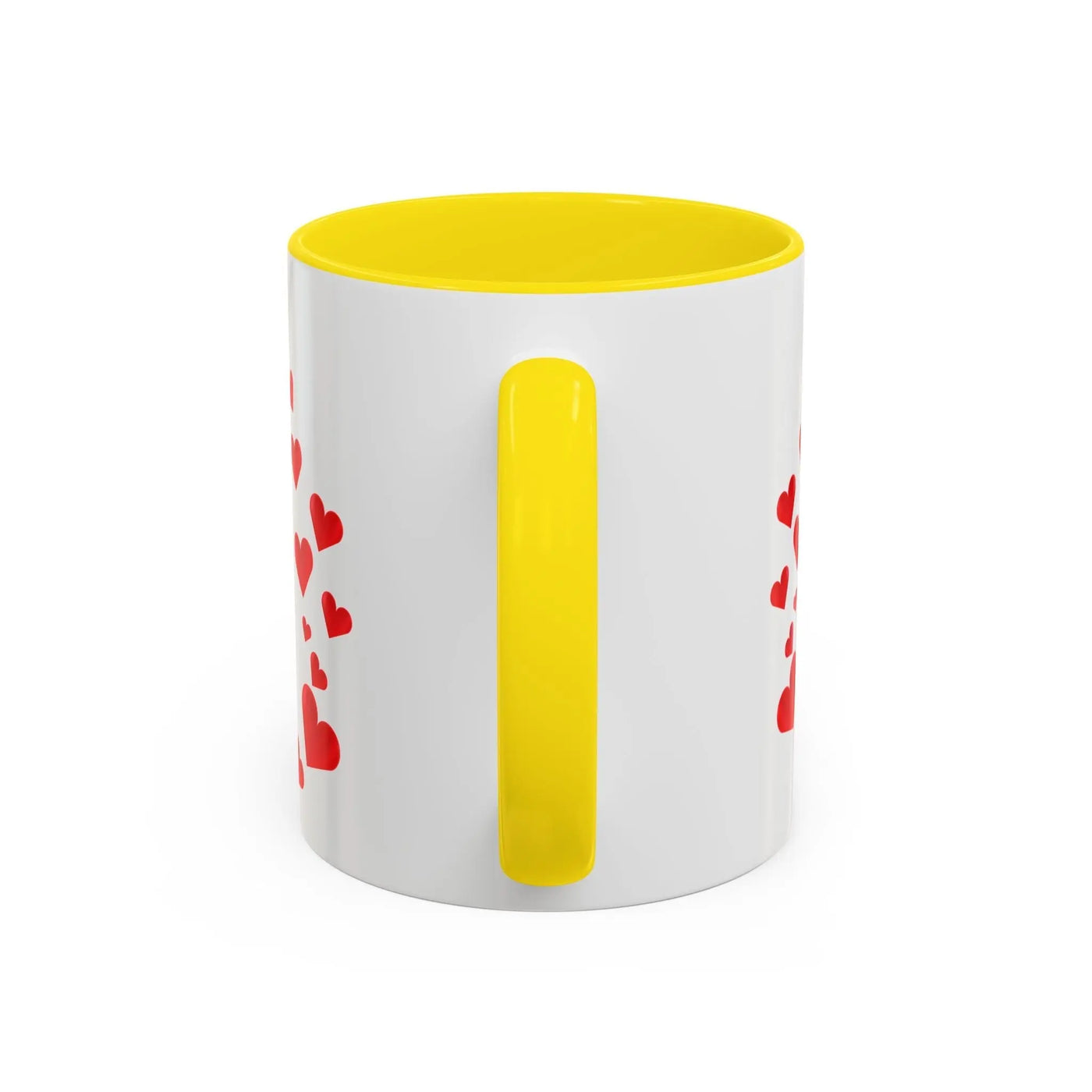 You are Enough Mug - White Ceramic with Red Hearts and Yellow Handle