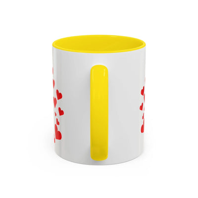 You are Enough Mug - White Ceramic with Red Hearts and Yellow Handle