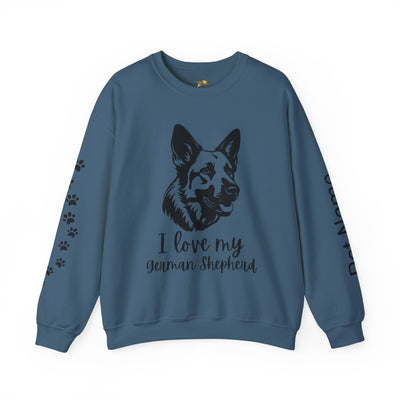 German Shepherd Lover Sweatshirt, Pet's Name Personalized, German Shepherd Dog Owner Apparel, Custom Dog Paw Print Jumper, Comfy Crewneck - NOTALIFY