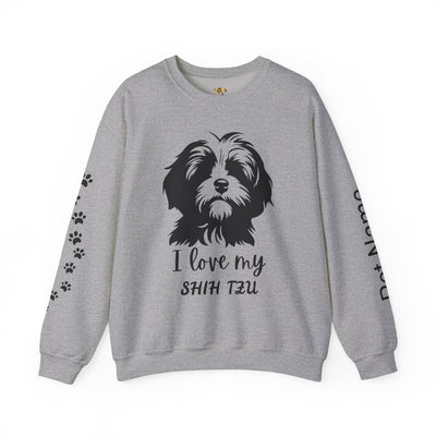 Shih Tzu Dog Lover Sweatshirt, Pet's Name Personalized Gift Idea, Frenchie Dog Owner Apparel, Custom Dog Paw Print Jumper, Comfy Crewneck